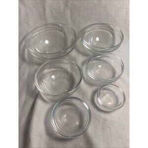 Arcoroc France Bowls 6 Piece Clear Nesting Bowl Set Food Prep Bowls 2.5"-5.5"